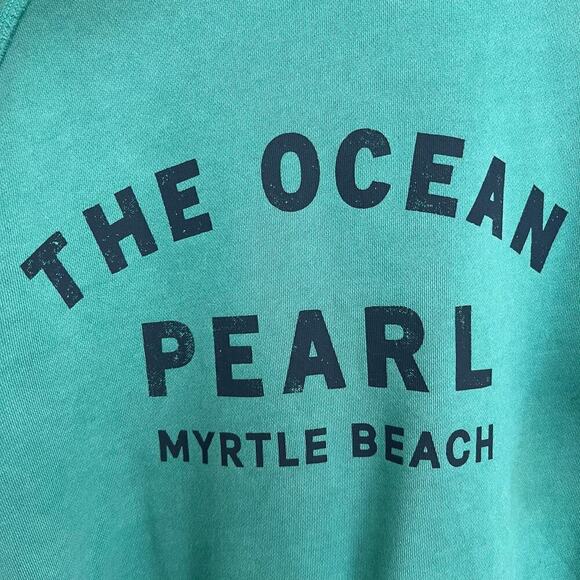 NEW JCrew Cotton Ocean Pearl Myrtle Beach Green Crop Pullover Sweatshirt XS - Picture 9 of 13